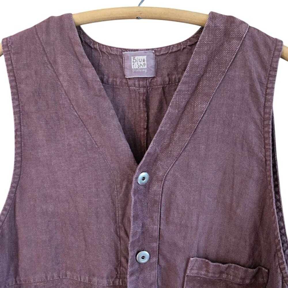 Vintage Blue Fish Womens Hemp Poet Vest 2000 Collection Loam Purple One Size - Picture 6 of 16
